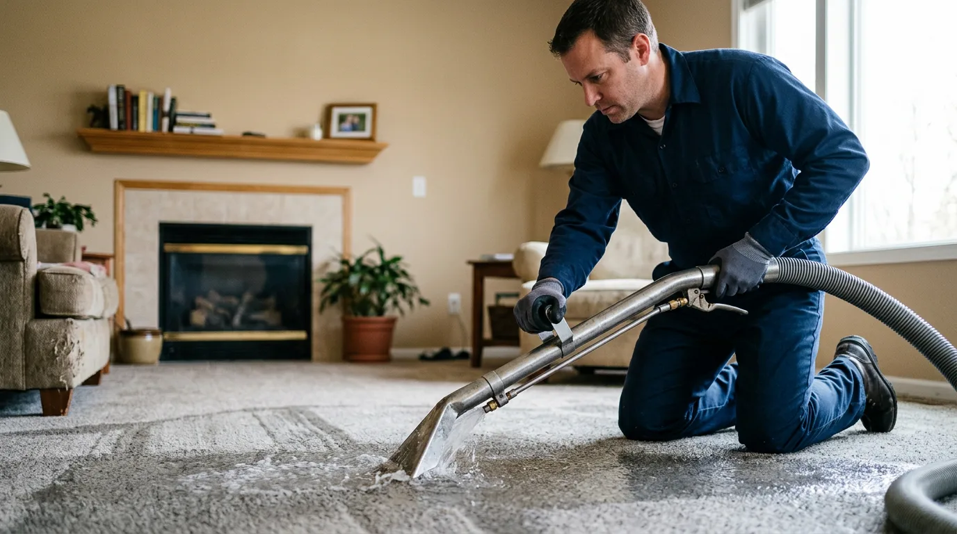 Water damage restoration technician working near Mountain View, OK